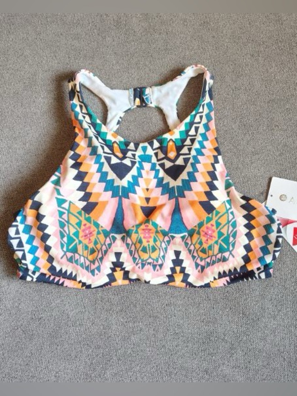 Athleta Quickdri Desert Geo High Neck Bikini Top 38 B/C Multicolor AOP NWT $69